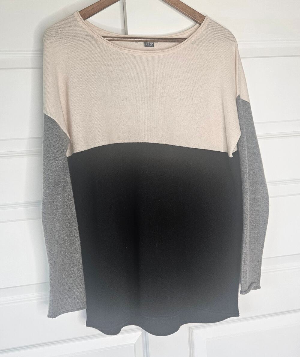 Vince Tricolor Colorblock Wool Cashmere Slouchy Knit Sweater S